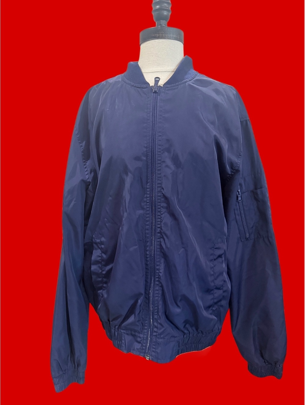 Forever 21 Men's Navy Blue Bomber Jacket Size Large